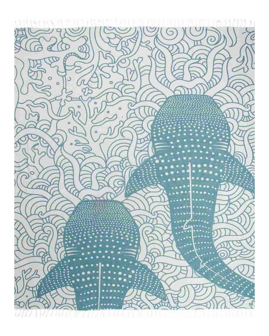 Sand Cloud Whale Shark XL Turkish Beach Towel — 72" x 72" Navy, Sand-Resistant & Quick-Dry — Beach Towels at The Homely Pantry