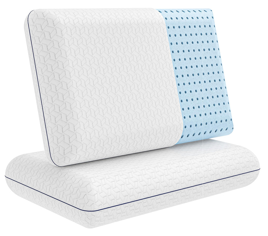 Vaverto Memory Foam Queen Pillows 2-Pack — Firm Gel-Infused Orthopedic Support, Cooling Ba — Bed Pillows at The Homely Pantry