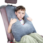 1 MIDDLE ONE front view of grey cat-ear pillow showing shape and comfort