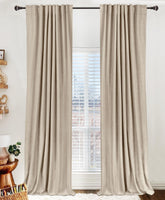 100% Blackout Shield front panel oatmeal showing elegant room benefit