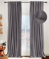 100% Blackout Shield front panel hung showing dark gray color and full coverage benefit