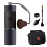 1Zpresso J-Ultra front view showing iron gray finish and sturdy base benefit portability