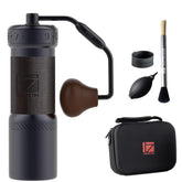 1Zpresso K-Ultra front profile showing iron gray body and compact design benefits portability