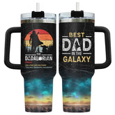 34HD tumbler front view showing Dadalorian design and easy gifting benefit