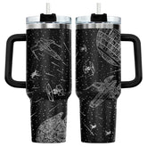 34HD front view of tumbler showing full-wrap space artwork and durable design