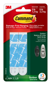 3M Command outdoor refill strips front package showing kit and clear contents benefit