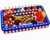 4E's Novelty front view of patriotic serving bar shows size and festive benefit
