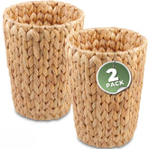 84ECO front view of wicker trash can showing compact two-gallon shape and natural tone
