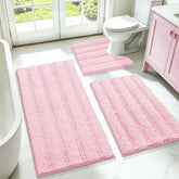 ACCUMTEK front view of pink striped three-piece set showing festive design and comfort