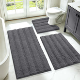ACCUMTEK three-piece striped grey set front view shows cohesive styling and comfort