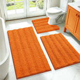 ACCUMTEK front view of striped orange set showing plush comfort and inviting color