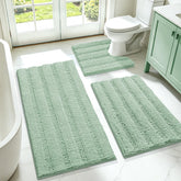 ACCUMTEK front packaging of sage green rug set showing contents and color, easy selection benefit