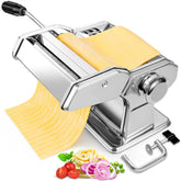 AceChef front view of pasta machine showing stable stainless steel body and knobs