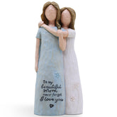 AcowSpt front view of mother-daughter figurine showing affectionate pose and keepsake appeal