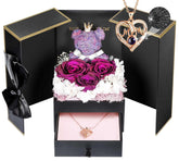 ADDWel front packaging showing preserved purple rose and gift box, elegant presentation benefit