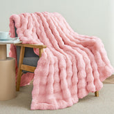 Admitrack pink throw front view showing plush look and cozy comfort