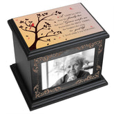 ADMLC urn front with photo frame showing memorial display benefit