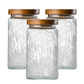 Adodeen front view of three glass jars showcasing organized pantry benefit