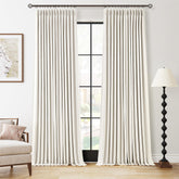 Aersas front view of cream curtain set showing tailored look and privacy benefit