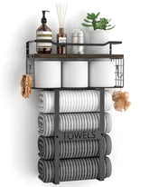 Aetyord front view mounted towel rack showing organized towels and clear surfaces