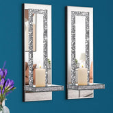 Aeveco front view of mirrored candle sconce showing elegant reflective surface and instant glam