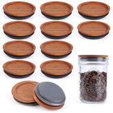 AFOROEOA acacia wood lid front view showing smooth finish and natural look for jars