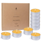 AGLARY front box packaging showing 50 beeswax tealights and value