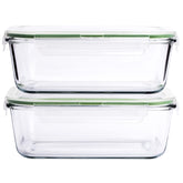 AGTRADE front view of two 63 oz containers showing lids and glass for clear organization