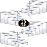 Aheroi clear acrylic risers front set showing clean multi-tier display benefit