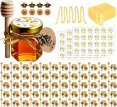 Ahhute front view of 60-pack mini honey jars showing complete set and benefits