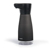 AIKE matte black dispenser front view showing sleek design and benefit of touchless dispensing