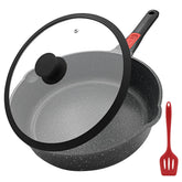 AIKENBBKK front view 12-inch skillet showing capacity and lid for family cooking