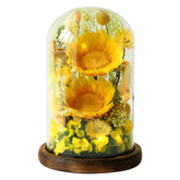 AIMEYE preserved sunflowers inside glass dome, bright centerpiece benefit