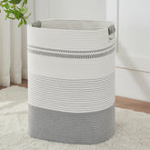 AINUOQI front view of grey woven hamper showing stylish storage benefit