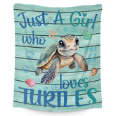 AIOMXZZ front view of blue sea turtle blanket showing full print and cozy look