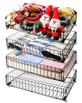 Airhercs front view of all four metal wheeled baskets showing organized storage benefit
