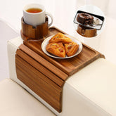 AISONGDONG front view of acacia arm tray showing stable surface and wood finish