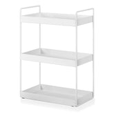 Aisung front view of 3-tier vanity tray showing organized cosmetics and tidy counters