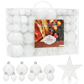 Aitsite front-packed box of white ornaments showing quantity and variety benefit