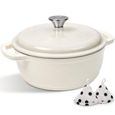 AIVIKI 5QT Dutch oven front view cream, attractive kitchen centerpiece and reliable cooking