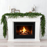 Aiwejay garland front full-length view showing lush Norfolk pine and instant holiday curb appeal