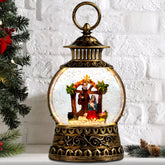 Aixuler front view nativity globe showing vintage lantern look and festive glow