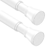 AIZESI front view of two white tension rods showing clean packaging and ready-to-install benefit