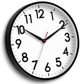 AKCISOT front view of 16-inch black clock showing clear numerals and easy reading