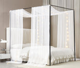 Akiky front view of two-panel canopy set showing sheer white drape and included LED