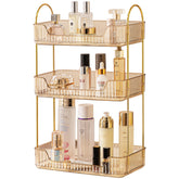 akinbas front view gold vanity organizer shows compact storage benefit