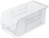 Akro-Mils clear 12-pack front view showing stacked organized bins and quick identification