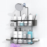 AKTECKE front view over showerhead showing organized storage and easy access