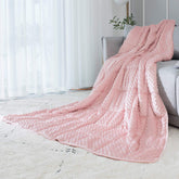 ALANSMA front view on bed showing plush velvet and cozy appeal