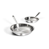 All-Clad D3 front view showing both pans and polished finish for versatile cooking